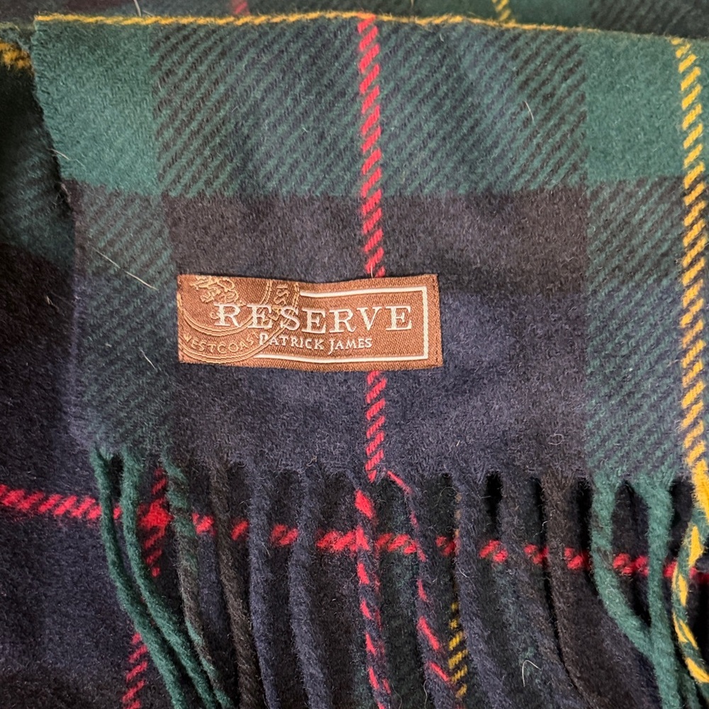 Reserve Patrick James Plaid Wool Scarf - Green and Red